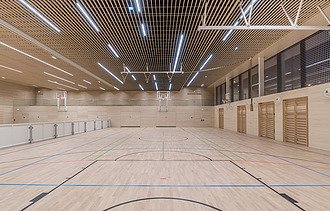 Foto von der Turnhalle am Bildungscampus Gnigl / Salzburg